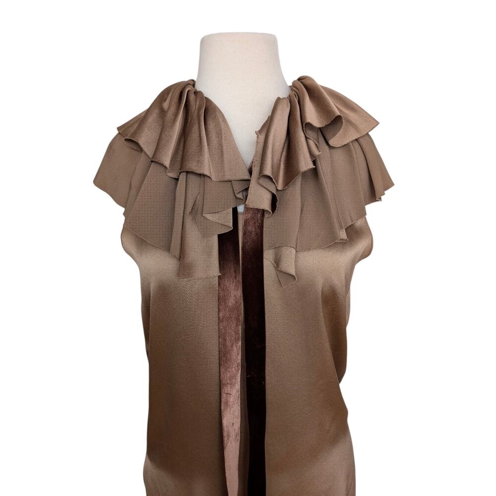 Lanvin Paris Silk Blouse Top w/Detachable Ruffle Scarf Made‎ in France Size 36
